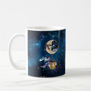 Moon magic night sky hot air ballon coffee mug