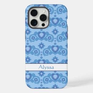 Moon Magic Stars Hearts Celestial Love Light Blue iPhone 15 Pro Max Case