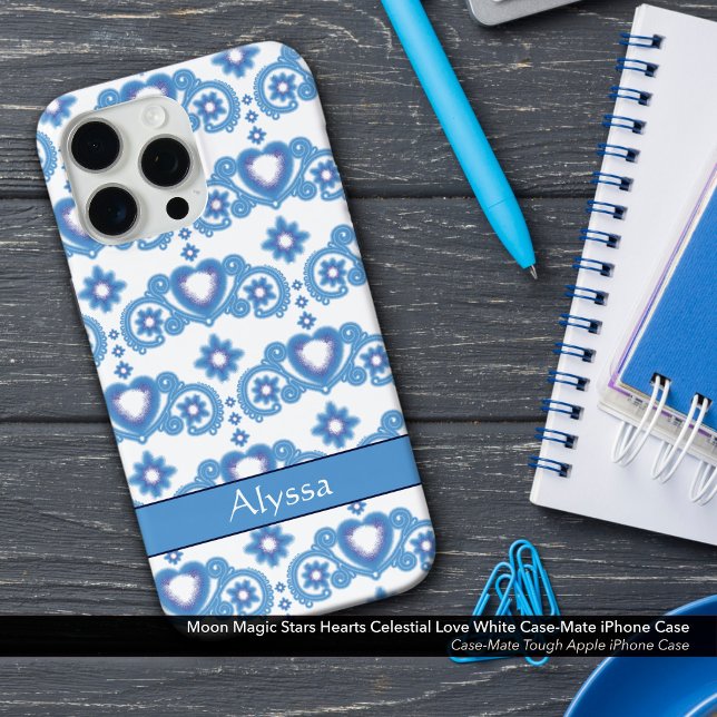 Moon Magic Stars Hearts Celestial Love White Case-Mate iPhone Case (Moon Magic Stars Hearts Celestial Love White Case-Mate iPhone Case)