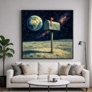Moon Mailbox - Pastel Painterly Style Art Poster