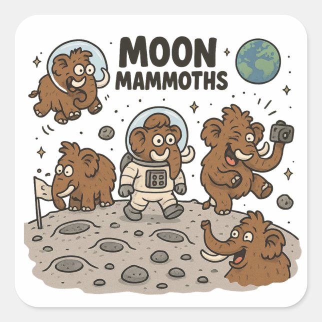 MOON MAMMOTHS funny Square Sticker (Front)