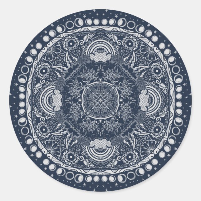 Moon Mandala MoonChild Yoga Classic Round Sticker (Front)