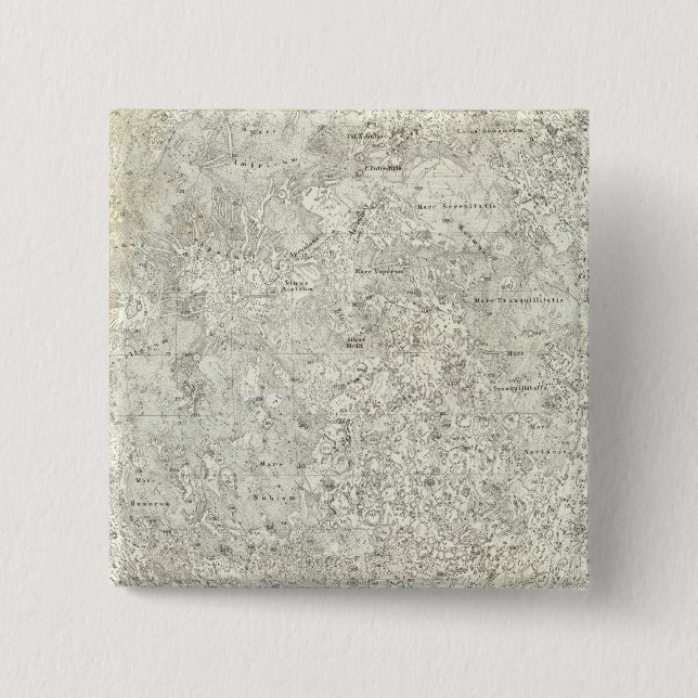 Moon Map 15 Cm Square Badge (Front)