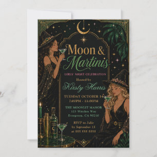 Moon & Martinis Girls’ Halloween Night Celebration Invitation