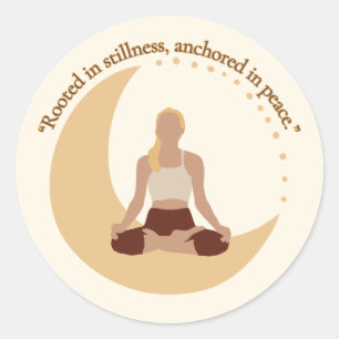 Moon Meditation – Celestial Wellness Classic Round Sticker