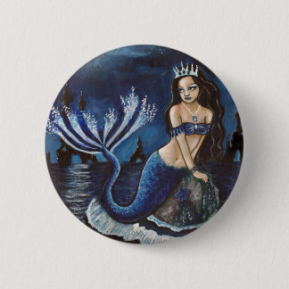 Moon mermaid 6 cm round badge