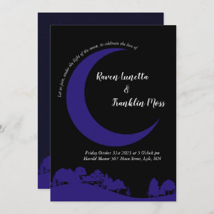 Moon Midnight Blue Wedding Invitation