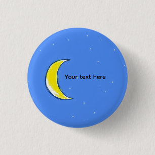 Moon – Minimal Lunar Custom Text Design 3 Cm Round Badge