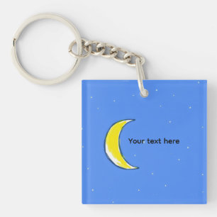 Moon – Minimal Lunar Custom Text Design Key Ring