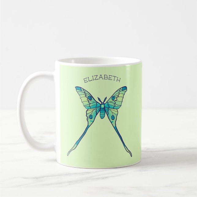 Moon Moth Magic - Butterfly Lover Art Coffee Mug (Left)
