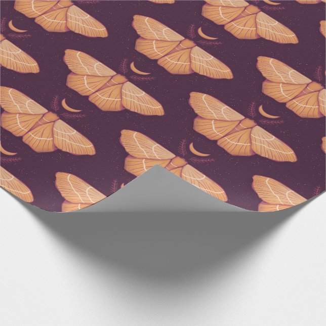 Moon Moth Witchy Night Art – Magical Illustration Wrapping Paper (Corner)