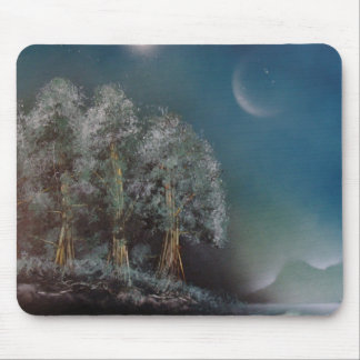 Moon Mountain And Trees By Bernardo Perales Mouse Pad