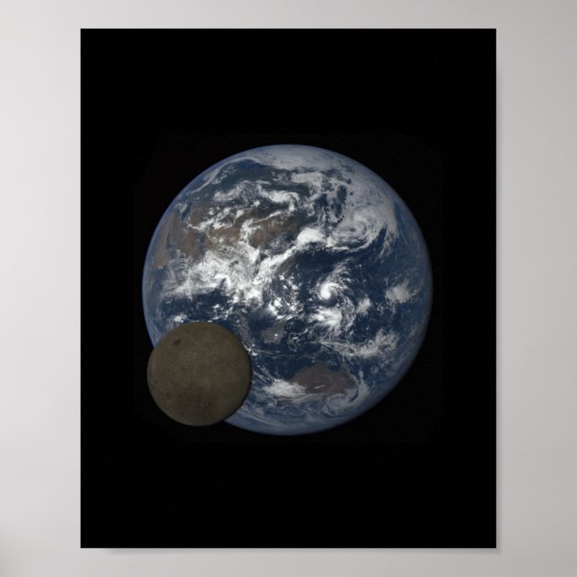 Moon moving in front of earth DSCOVR image Poster (Front)