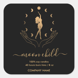 Moon Mystic Witchy Celestial Willow Soy Candle Square Sticker