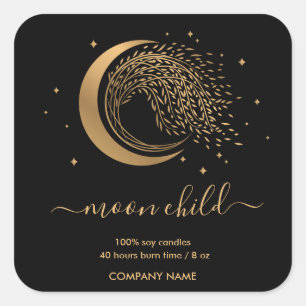 Moon Mystic Witchy Celestial Willow Tree Square St Sticker