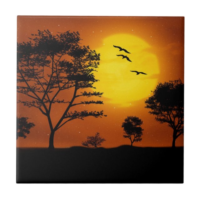 moon night custom personalise diy Anniversaries Ceramic Tile (Front)