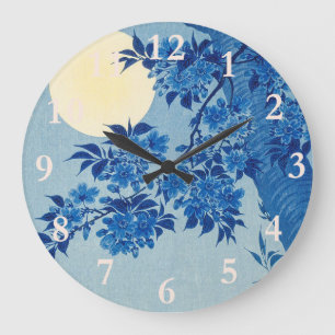 Moon Night Evening Tree Blue Moonlit Large Clock