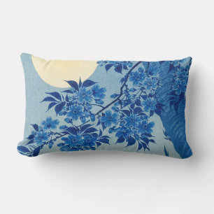 Moon Night Evening Tree Blue Moonlit Lumbar Cushion