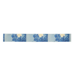 Moon Night Evening Tree Blue Moonlit Satin Ribbon