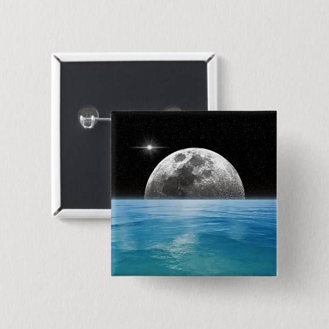 Moon Ocean 15 Cm Square Badge (Front & Back)