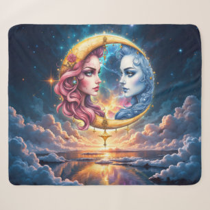 Moon of Eternal Balance – Fire & Water Souls. Sherpa Blanket