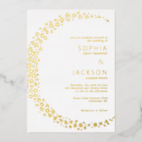 Moon of Stars White Wedding Foil Invitation