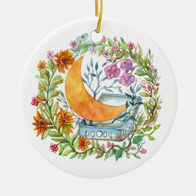 Moon out of the Box Ceramic Ornament (Front)