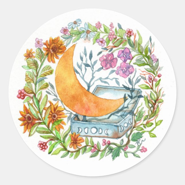 Moon out of the Box Classic Round Sticker (Front)