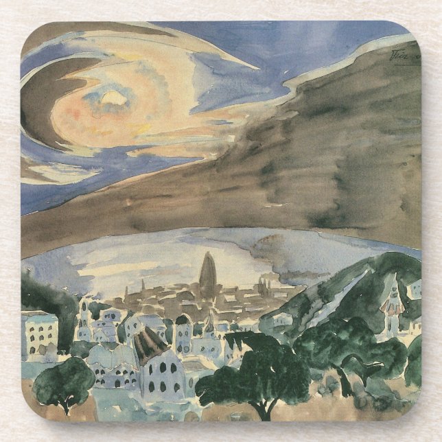 Moon Over Barcelona by Walter Gramatte Coaster (Front)
