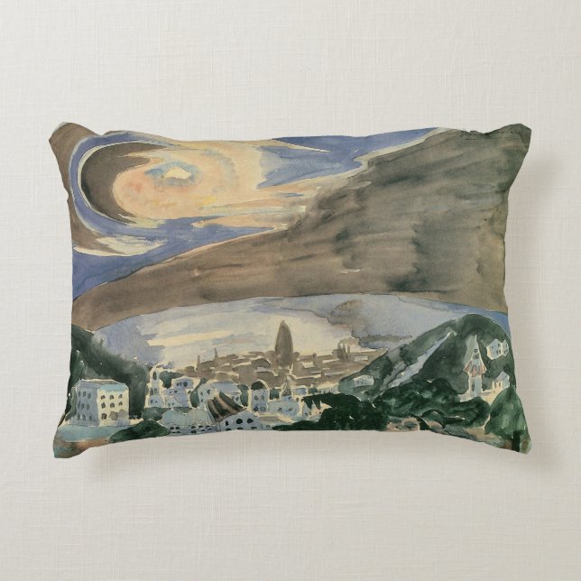 Moon Over Barcelona by Walter Gramatte Decorative Cushion (Front)