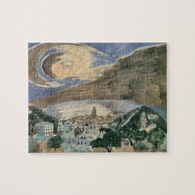 Moon Over Barcelona by Walter Gramatte Jigsaw Puzzle (Horizontal)