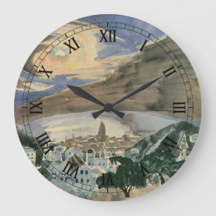 Moon Over Barcelona by Walter Gramatte Large Clock