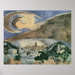 Moon Over Barcelona by Walter Gramatte Poster