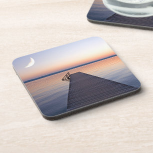Moon Over Buscharner Footbridge Starnberg Lake Coaster