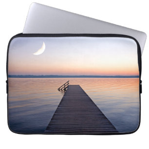 Moon Over Buscharner Footbridge   Starnberg Lake Laptop Sleeve