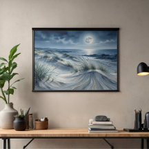 Moon Over Calm Sea Photo Enlargement
