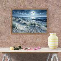Moon Over Calm Sea Poster