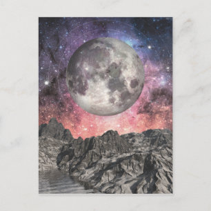 Moon Over Mountain Lake Postcard
