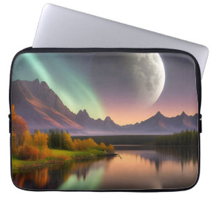 Moon over Mountain Landscape Laptop Sleeve