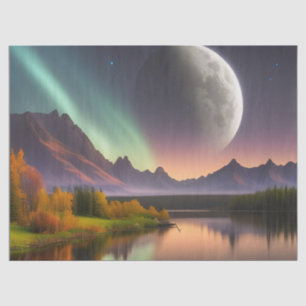 Moon over Mountain Landscape  Tissue Paper