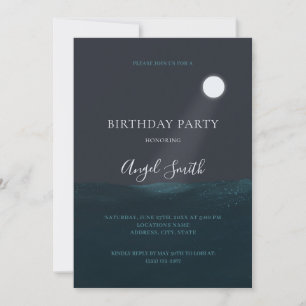 Moon over Ocean Birthday Party Invitation