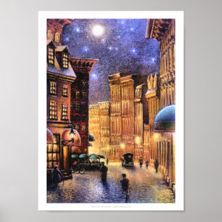 Moon Over Old City Poster