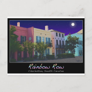 Moon over Rainbow Row Postcard