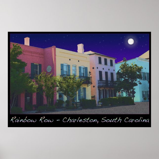 Moon over Rainbow Row Poster (Front)