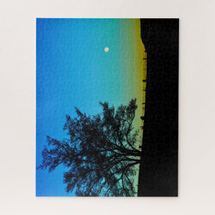 Moon Over Rockbridge County Farm Jigsaw Puzzle