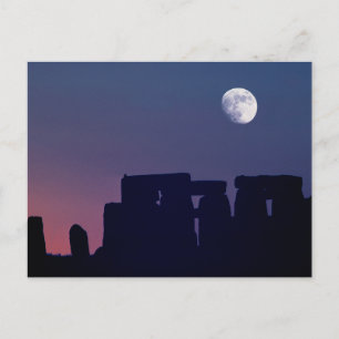 Moon Over Stonehenge   Wiltshire, England Postcard