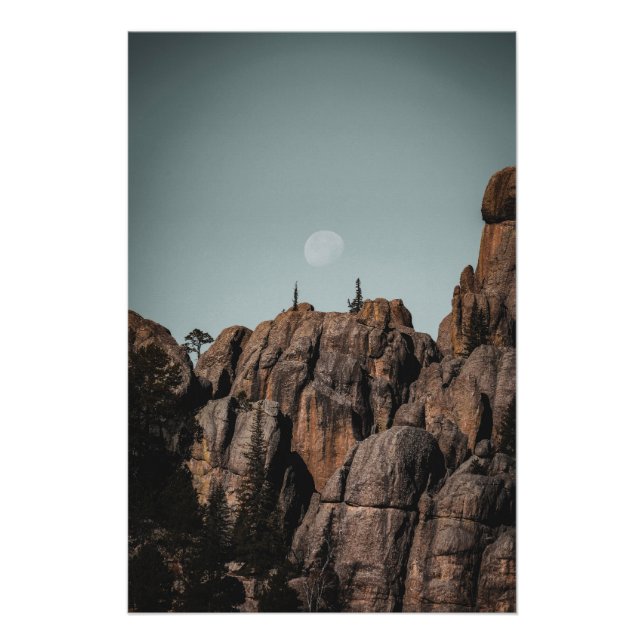 Moon Over Sylvan Lake Rocks Poster (Front)