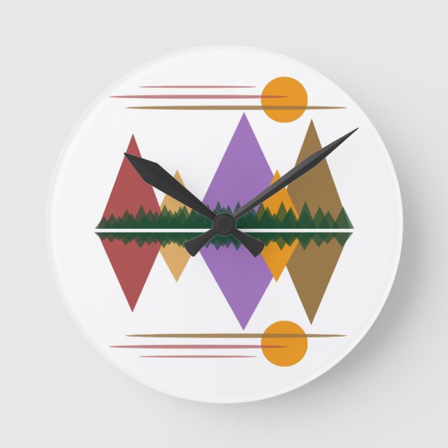 Moon Over The Mountains #4 Round Clock (Front)