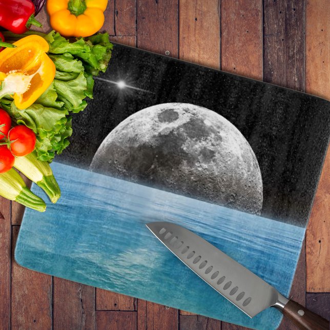 Moon Over the Ocean Cutting Board (Moon Ocean Cutting Board by Looly Elzayat
)