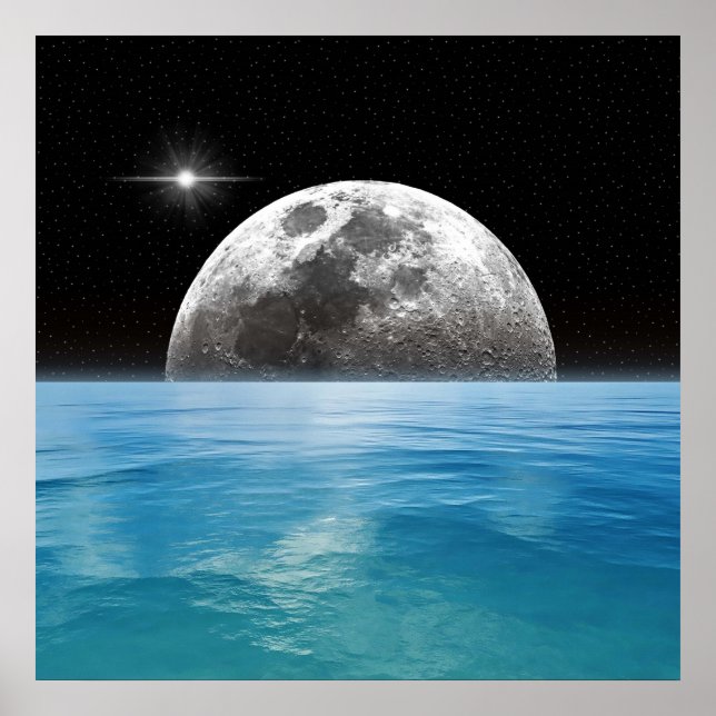 Moon Over the Ocean Poster (Front)